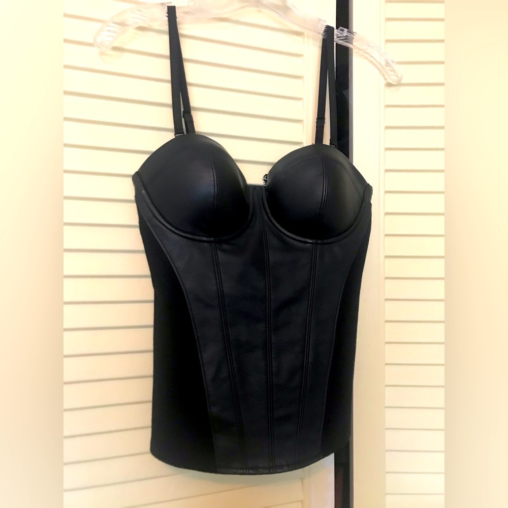 GUESS black faux leather bustier